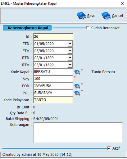 Master keberangkatan kapal